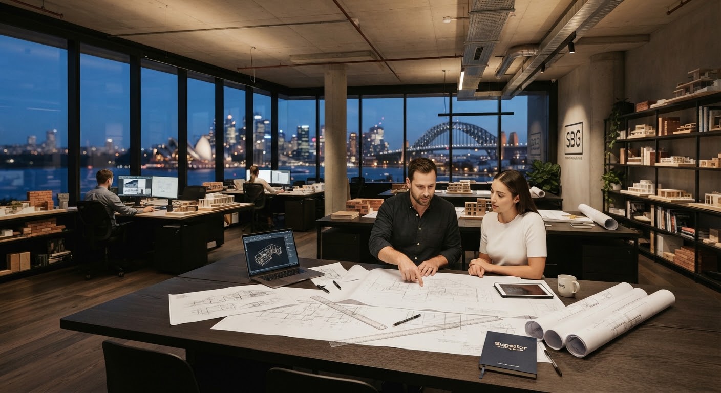 Superior Building Group Sydney office at dusk